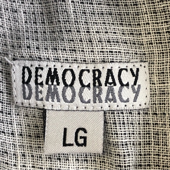 DEMOCRACY Women’s Mao Neck Long Sleeve Tunic Sz L/G Button Neck Open Front - Picture 7 of 10